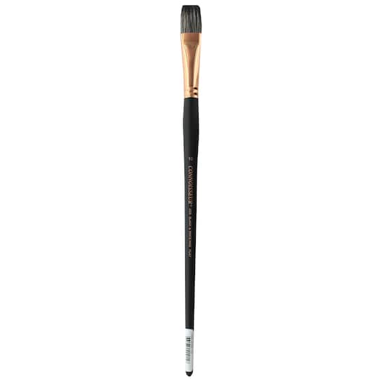 Connoisseur&#xAE; Black &#x26; White Hog Bristle Long Handle Flat Brush